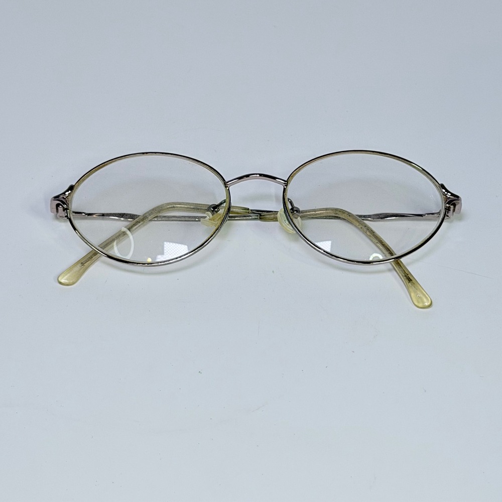 Vintage Oval Metal Wire Frame Glasses Silver Tone Minimalist Eyeglasses‎ Case
